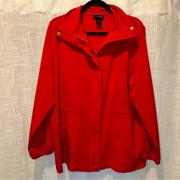 LANE BRYANT WOMEN'S RED LONG SLEEVE ZIP UP JACKET SIZE 14/16 Cinched Waist Light - Picture 1 of 10